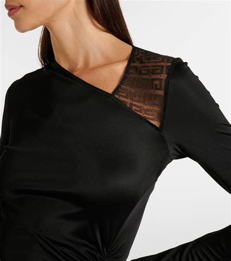 givenchy one-shoulder asymmetric lace-trimmed jersey top|givenchy dresses.